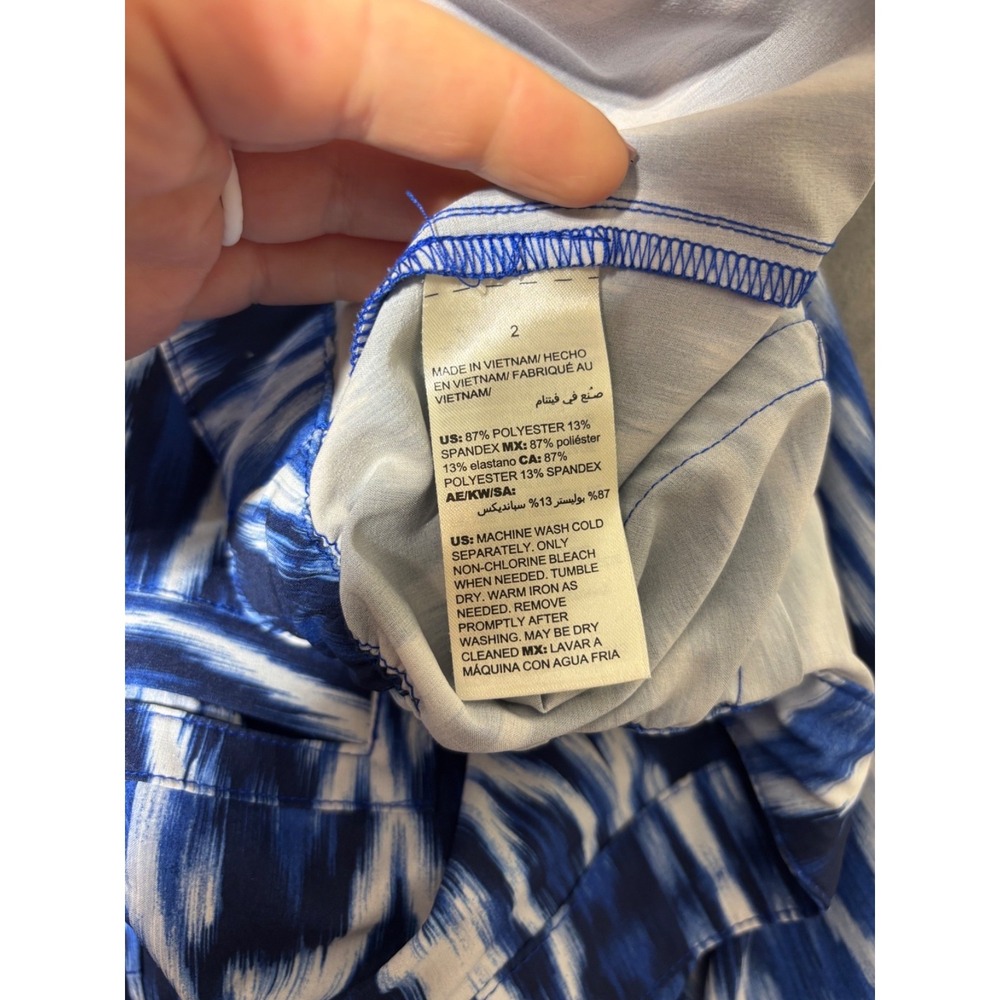 Chicos Zenergy Womens Size 2 (US L) Blue White Ikat Cargo Pants 570232199 Wear - Picture 5 of 14